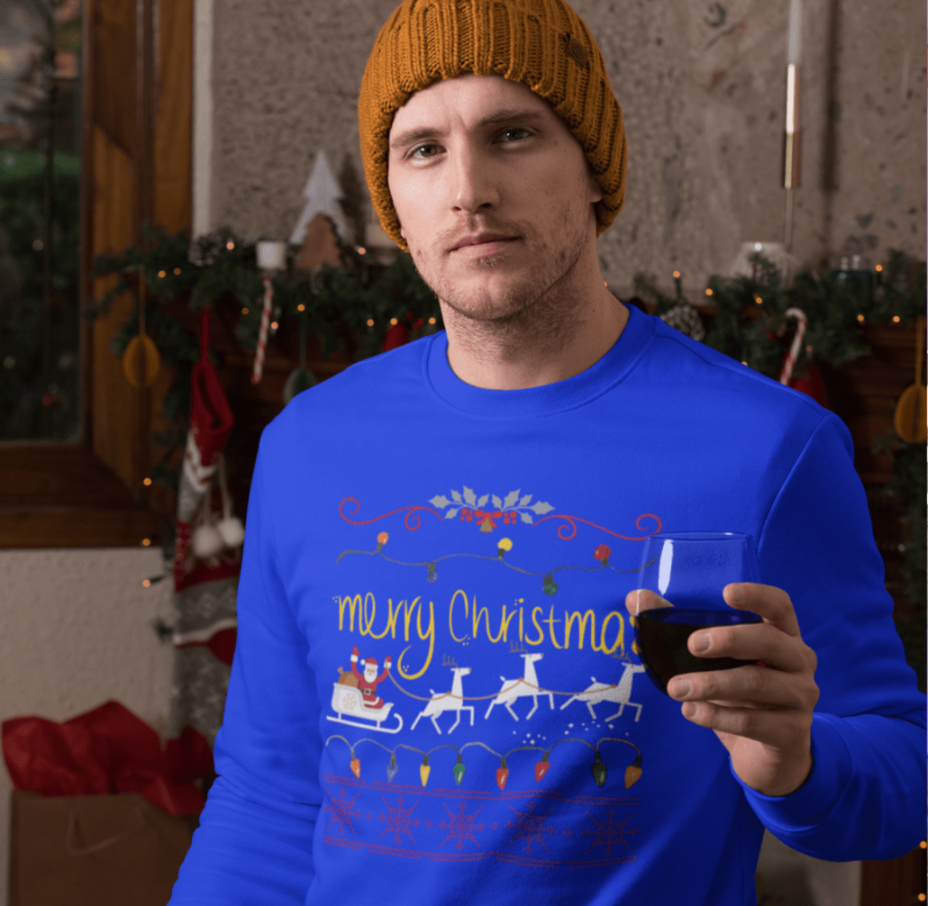 Guy with custmoized ugly Christmas sweater